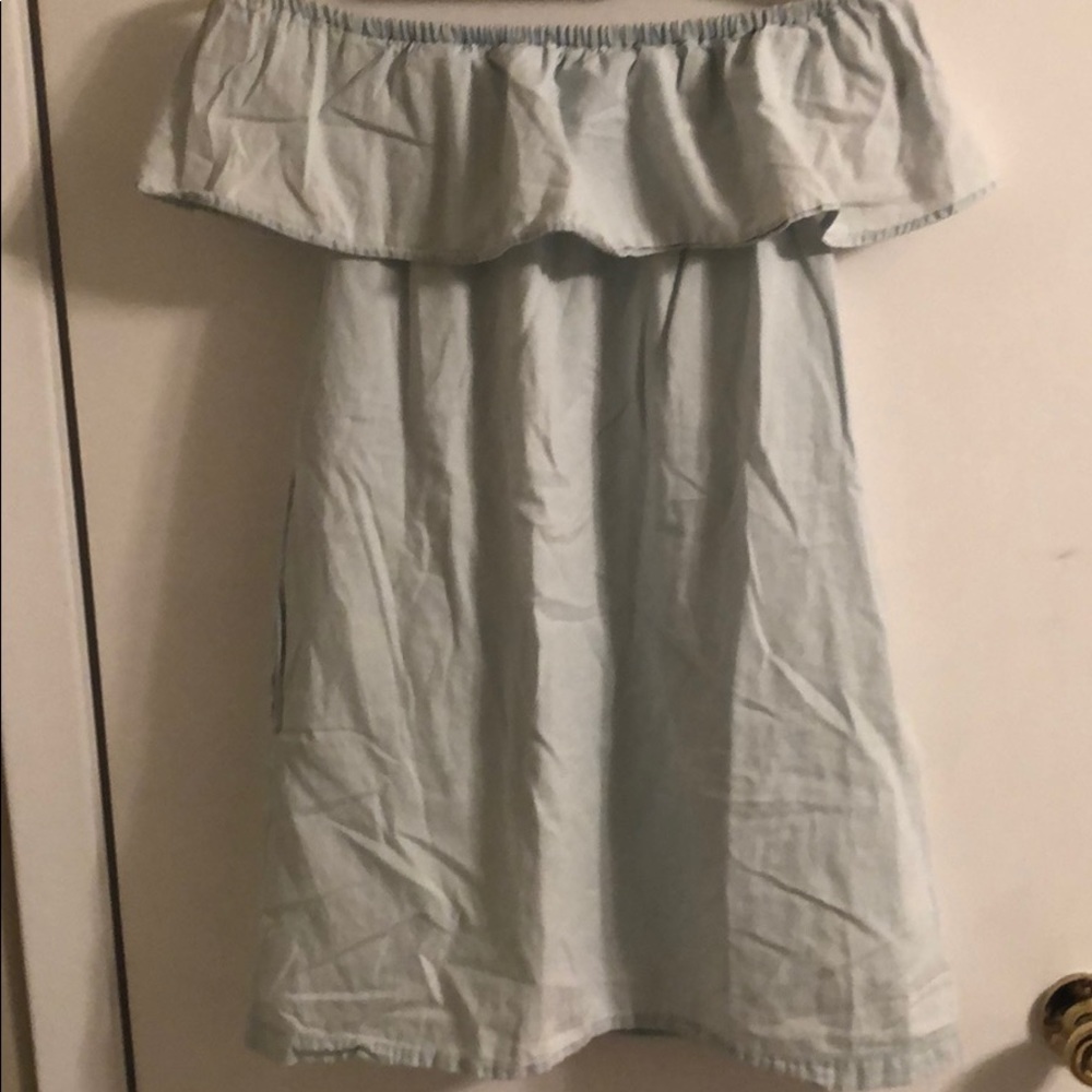 Faded blue strapless dress